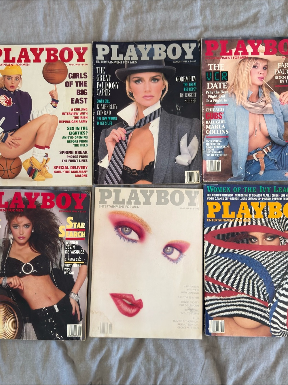 Vintage 80's PLAYBOY Magazines Lot of 6 Excellent Condition With Original Poster